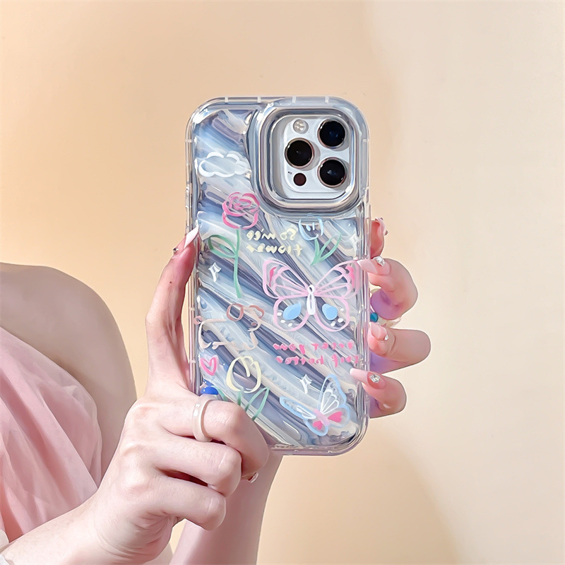 Laser Water Ripple Butterfly Flower Glitter Phone Case