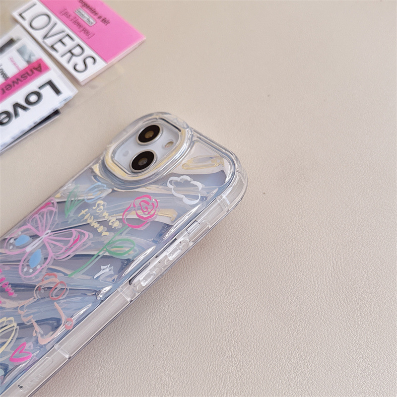 Laser Water Ripple Butterfly Flower Glitter Phone Case