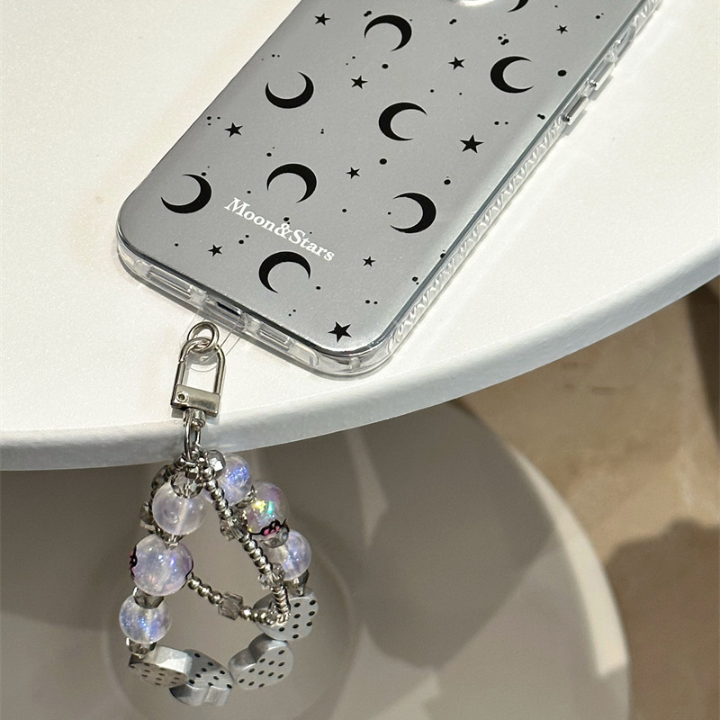 Star Moon Chain Glitter Phone Case for Apple, Full Coverage, Electroplated