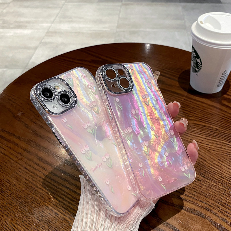 Colorful Laser Shell Full Coverage Glitter Phone Case