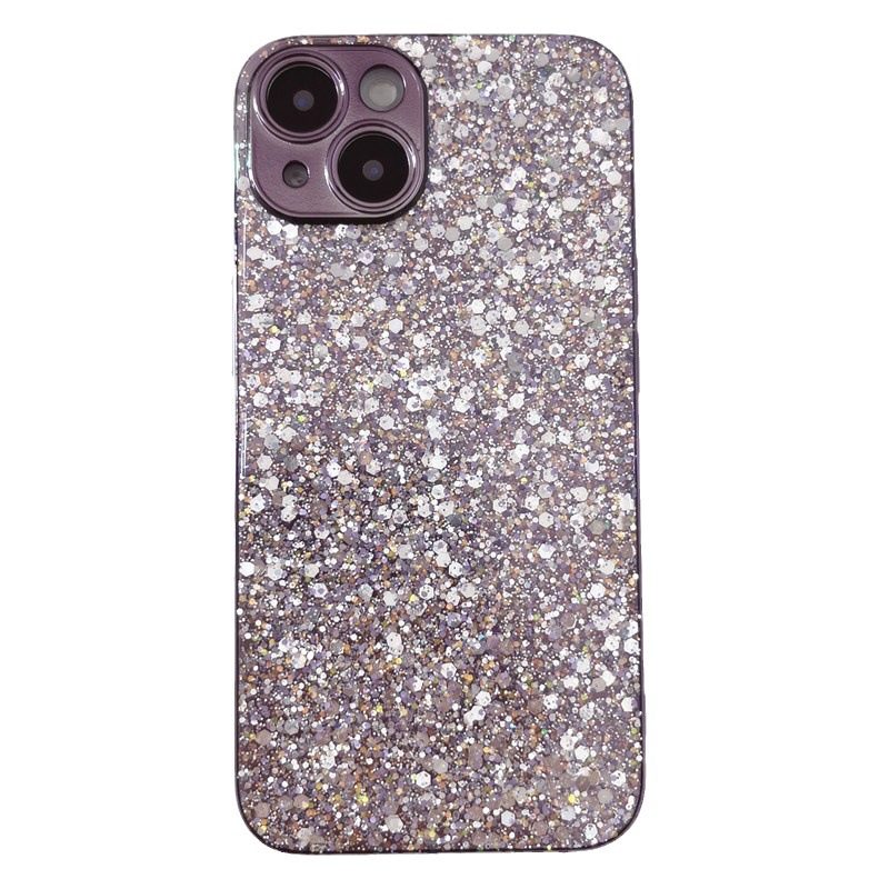 Glitter Lens Film Phone Case with Electroplated Drip Gel Finish