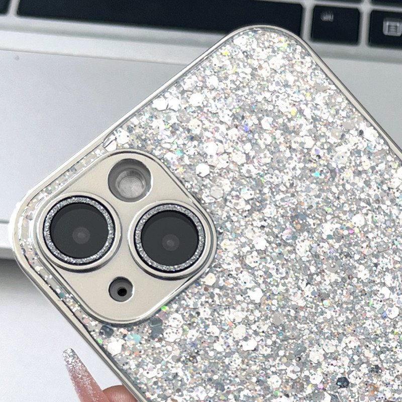 Glitter Lens Film Phone Case with Electroplated Drip Gel Finish