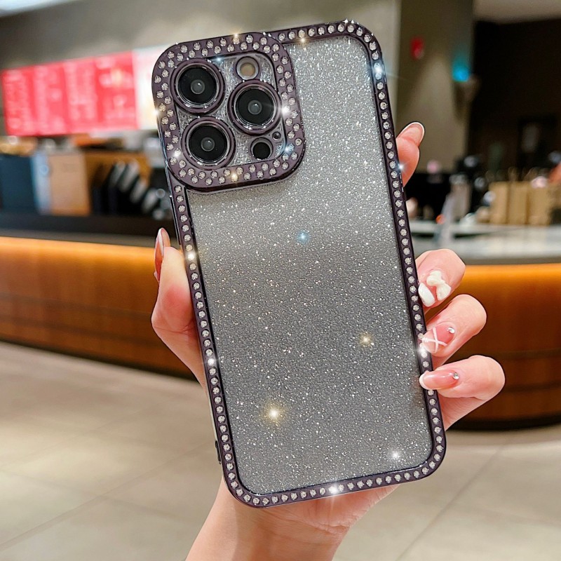 Electroplated Diamond-Studded Glitter iPhone Case