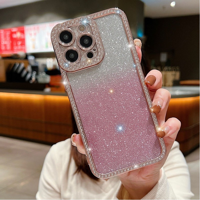 Electroplated Diamond-Studded Glitter iPhone Case