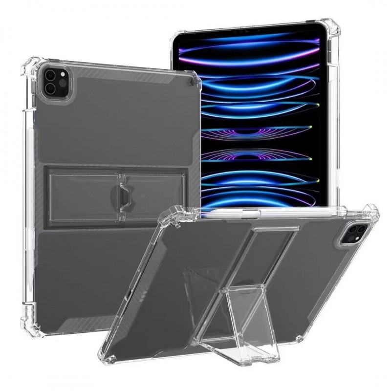 Transparent iPad Stand TPU Case with Four-corner Drop Protection and Pen Slot