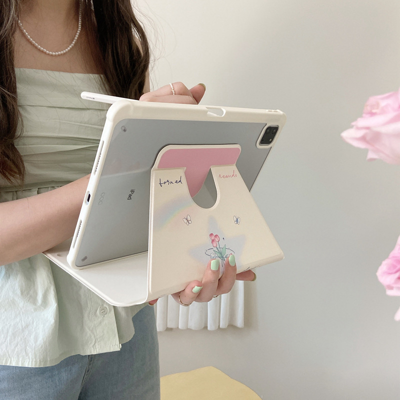 Flower and Butterfly Rotating iPad Protective Case