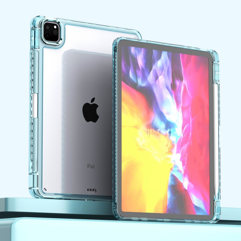 Transparent Acrylic Anti-drop Bend iPad Case with Pencil Holder