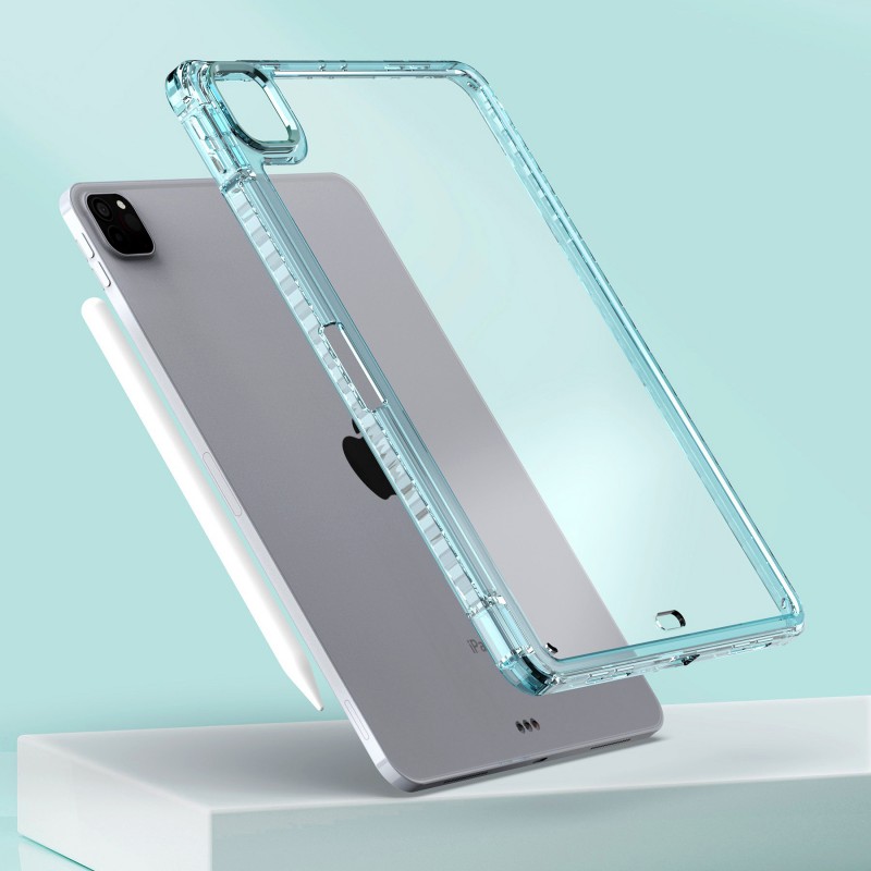 Transparent Acrylic Anti-drop Bend iPad Case with Pencil Holder