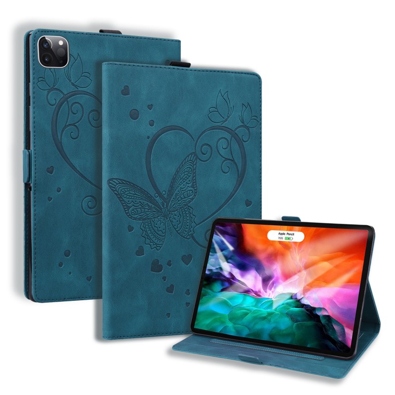 Vintage Frosted Heart Butterfly iPad Protective Case with Stand