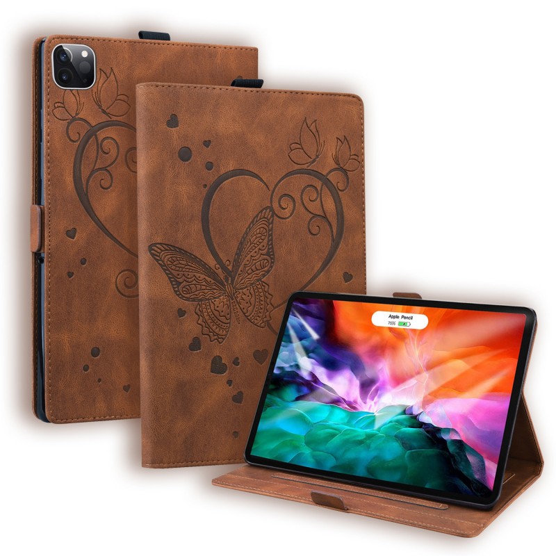 Vintage Frosted Heart Butterfly iPad Protective Case with Stand