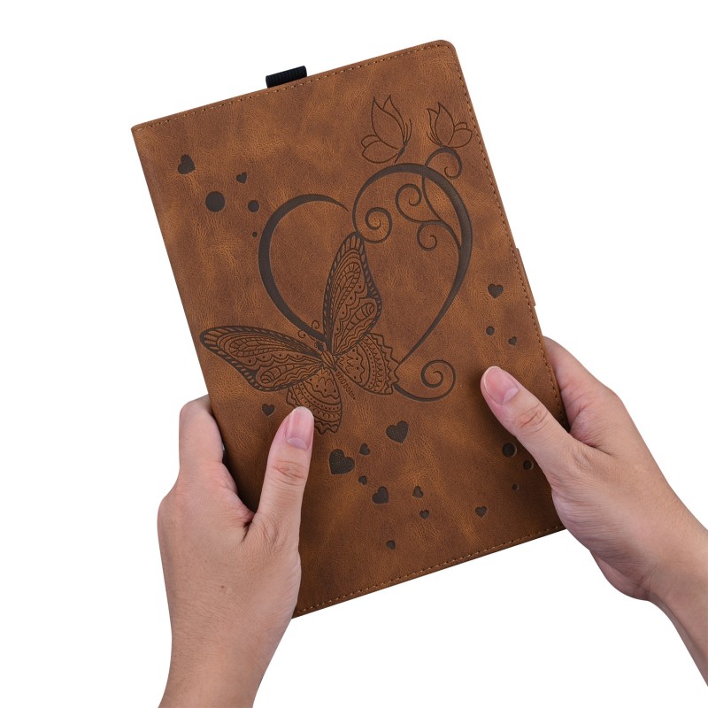 Vintage Frosted Heart Butterfly iPad Protective Case with Stand