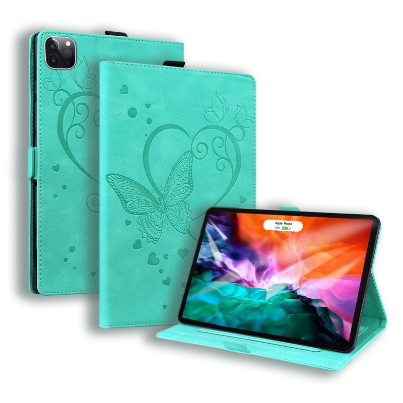 Vintage Frosted Heart Butterfly iPad Protective Case with Stand