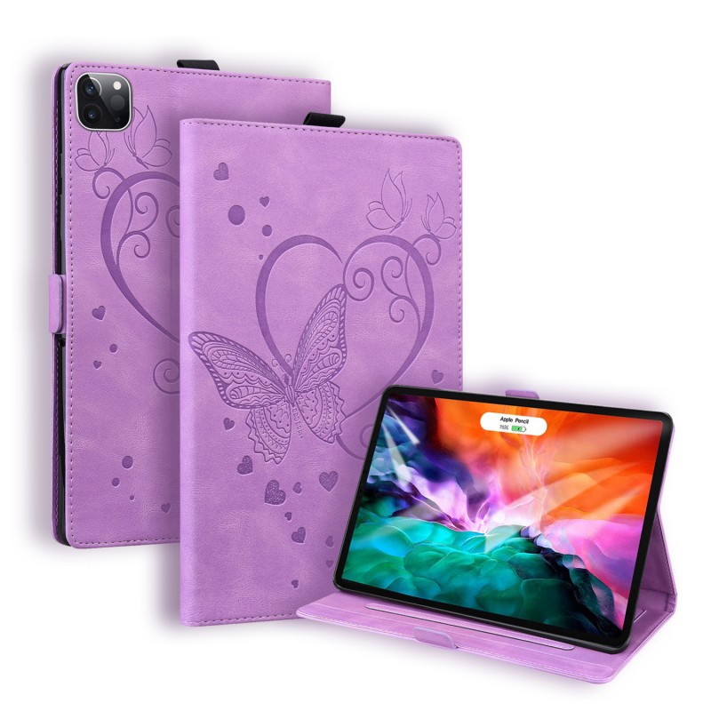 Vintage Frosted Heart Butterfly iPad Protective Case with Stand