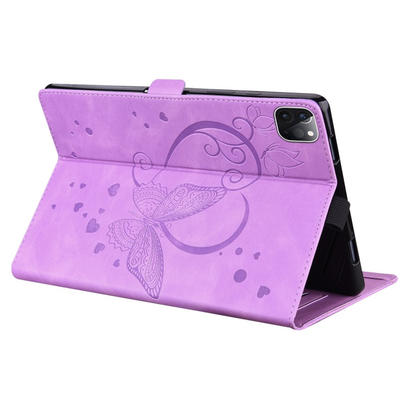 Vintage Frosted Heart Butterfly iPad Protective Case with Stand