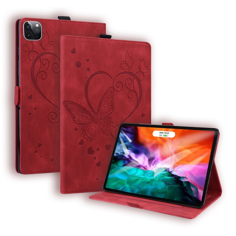 Vintage Frosted Heart Butterfly iPad Protective Case with Stand