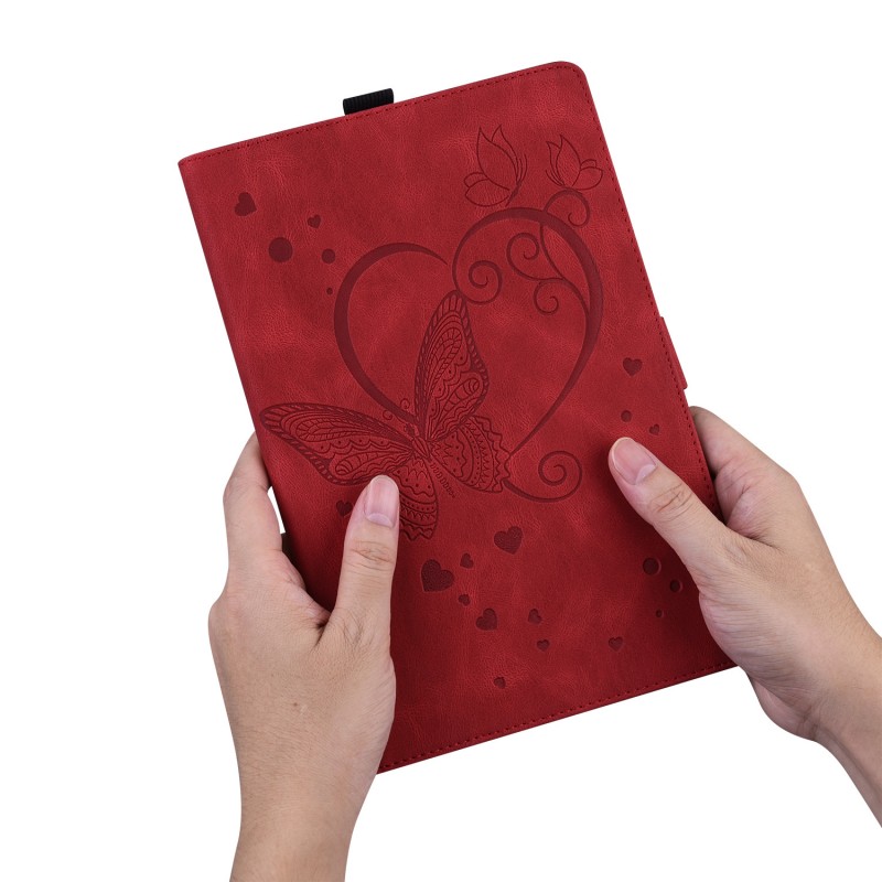 Vintage Frosted Heart Butterfly iPad Protective Case with Stand