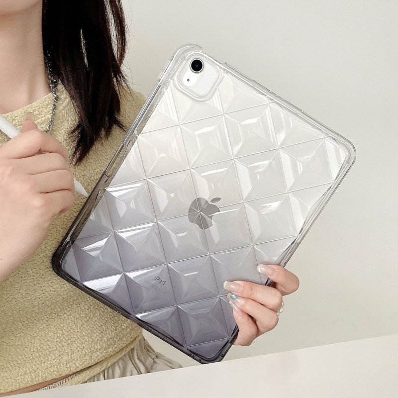 Diamond Grid Transparent Gradient Silicone Airbag Anti-fall Protective iPad Case