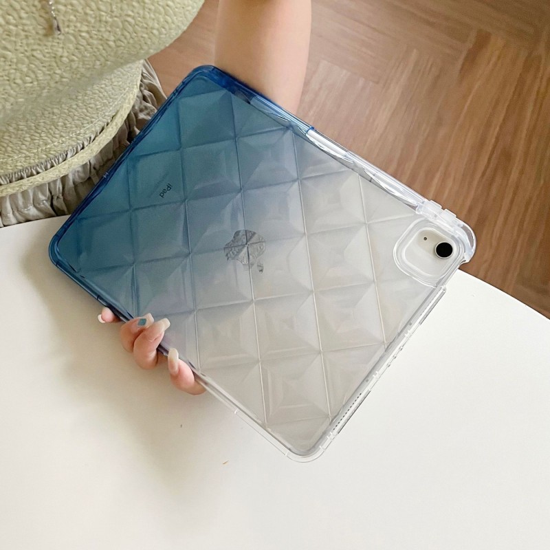 Diamond Grid Transparent Gradient Silicone Airbag Anti-fall Protective iPad Case