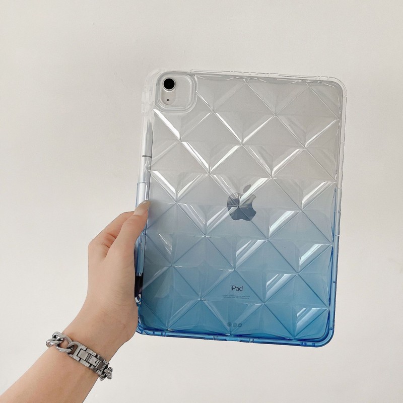 Diamond Grid Transparent Gradient Silicone Airbag Anti-fall Protective iPad Case