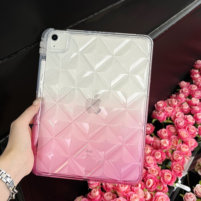 Diamond Grid Transparent Gradient Silicone Airbag Anti-fall Protective iPad Case