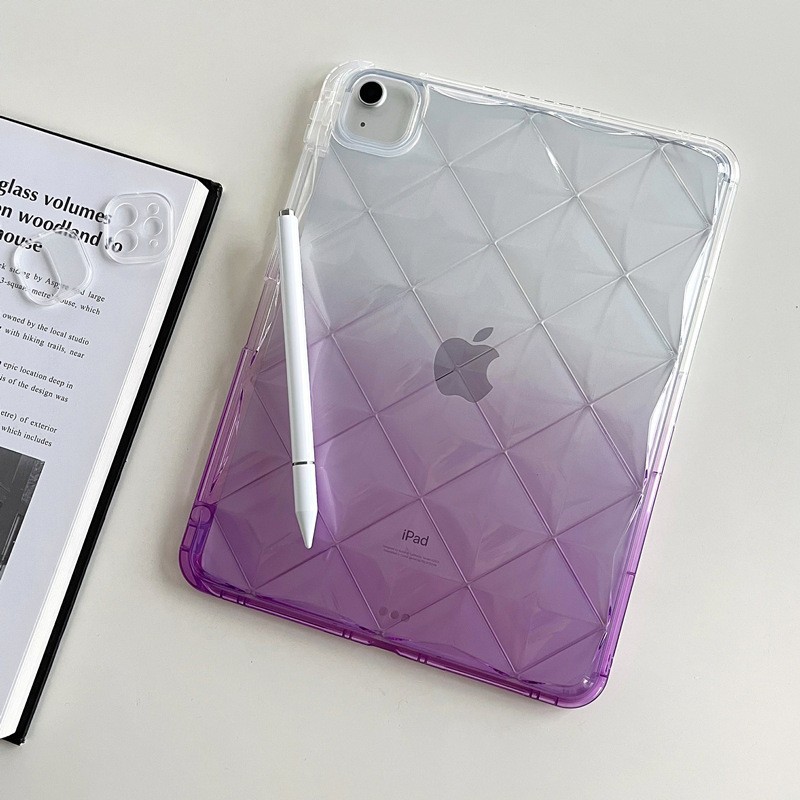 Diamond Grid Transparent Gradient Silicone Airbag Anti-fall Protective iPad Case