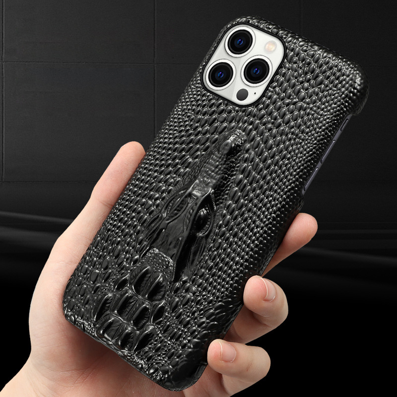 Genuine Leather Crocodile Pattern Phone Case