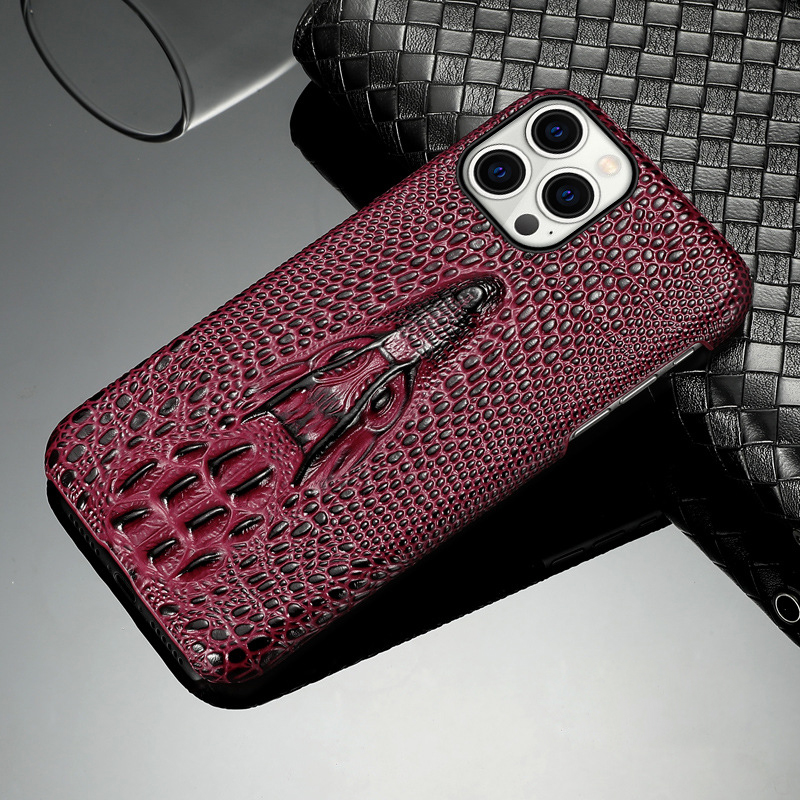 Genuine Leather Crocodile Pattern Phone Case