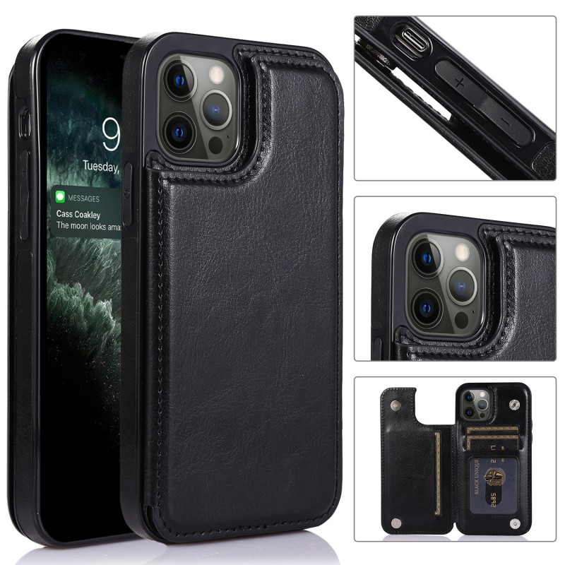 Genuine Leather Phone Case with Shockproof, Stand, Anti-scratch, Card Slots and Drop Protection