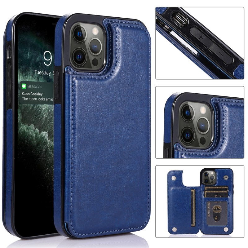 Genuine Leather Phone Case with Shockproof, Stand, Anti-scratch, Card Slots and Drop Protection