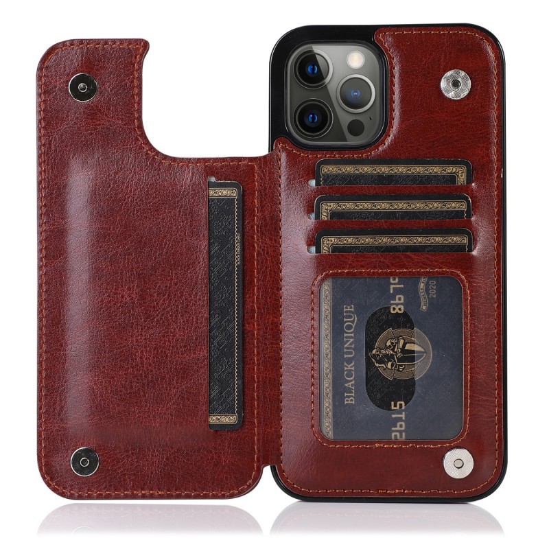 Genuine Leather Phone Case with Shockproof, Stand, Anti-scratch, Card Slots and Drop Protection