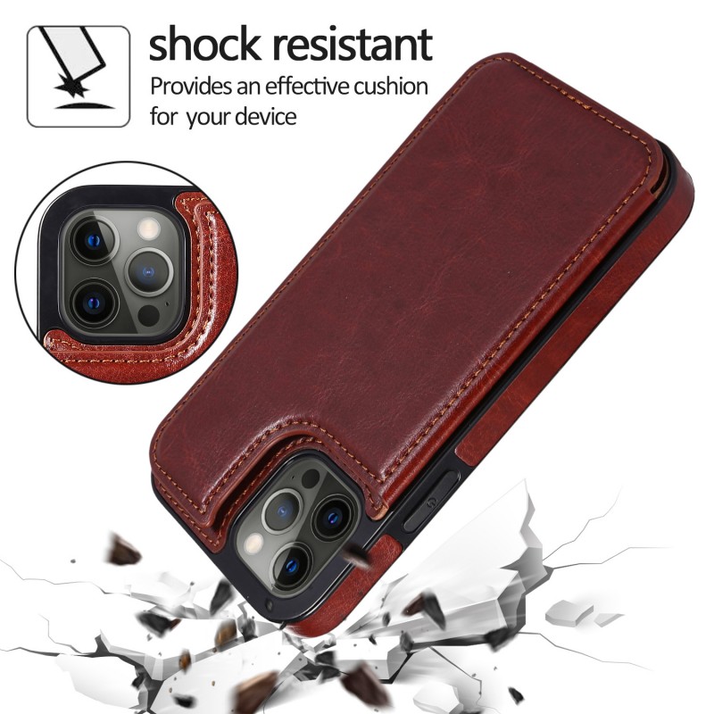 Genuine Leather Phone Case with Shockproof, Stand, Anti-scratch, Card Slots and Drop Protection