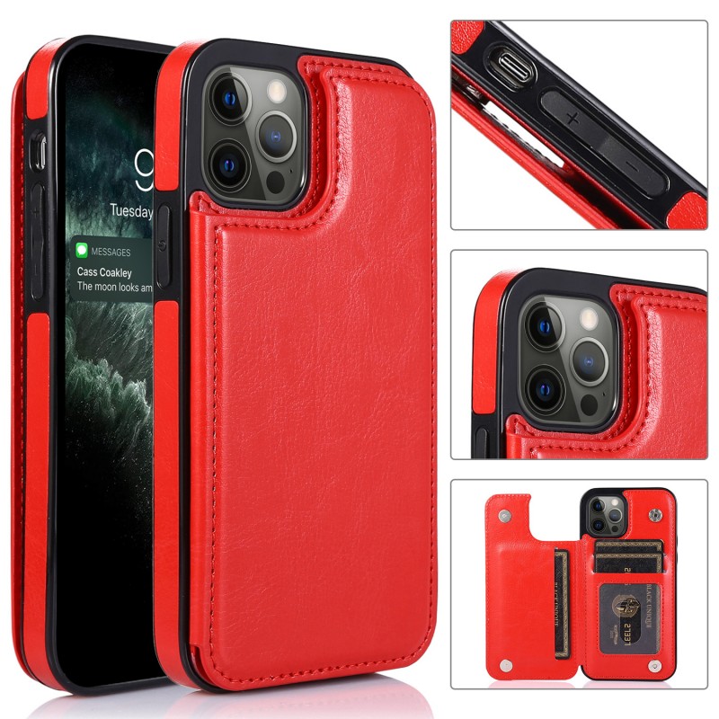 Genuine Leather Phone Case with Shockproof, Stand, Anti-scratch, Card Slots and Drop Protection