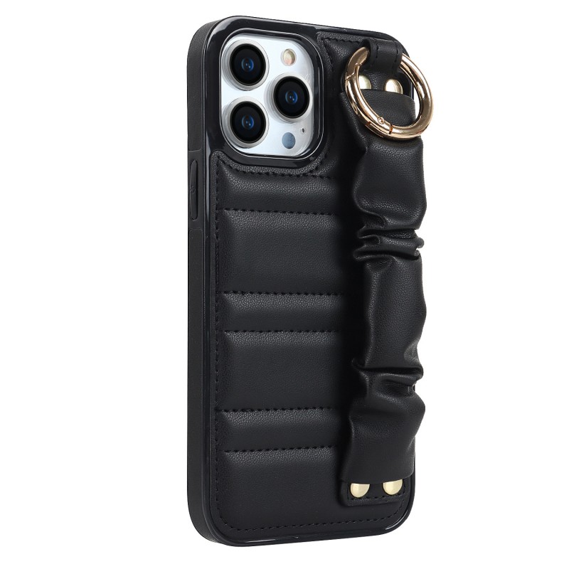 Phone Case with Wrist Strap and Leather Protective Cover