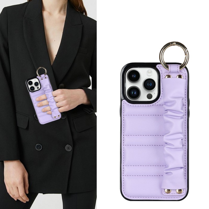 Phone Case with Wrist Strap and Leather Protective Cover