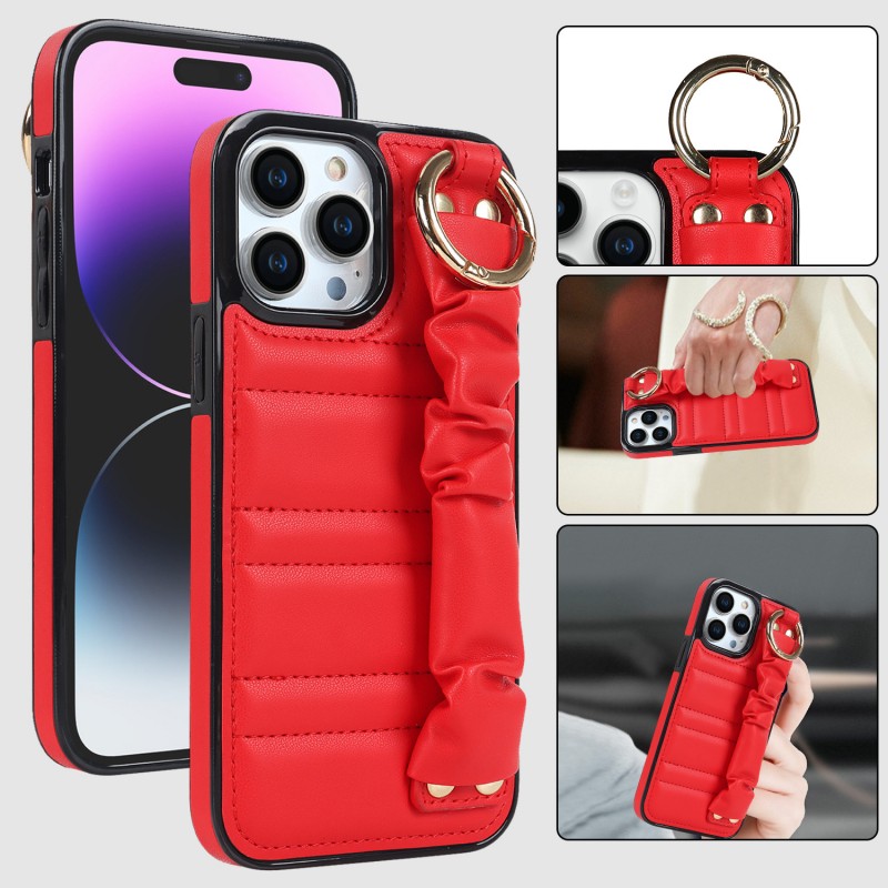 Phone Case with Wrist Strap and Leather Protective Cover