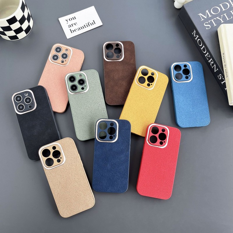 Niche Solid Color Leather Shockproof Phone Case