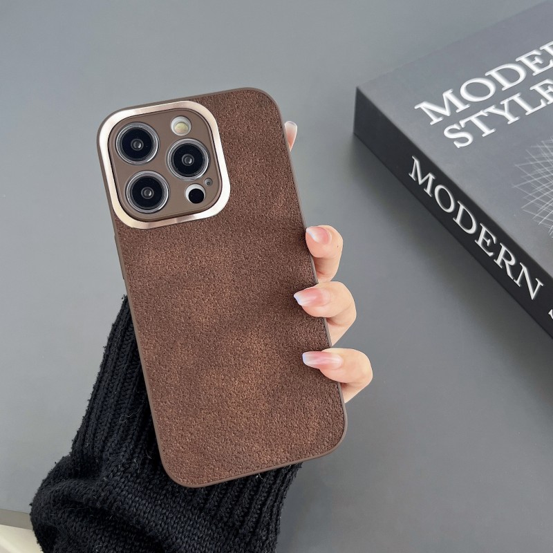 Niche Solid Color Leather Shockproof Phone Case