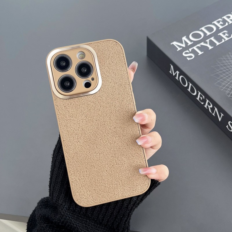 Niche Solid Color Leather Shockproof Phone Case