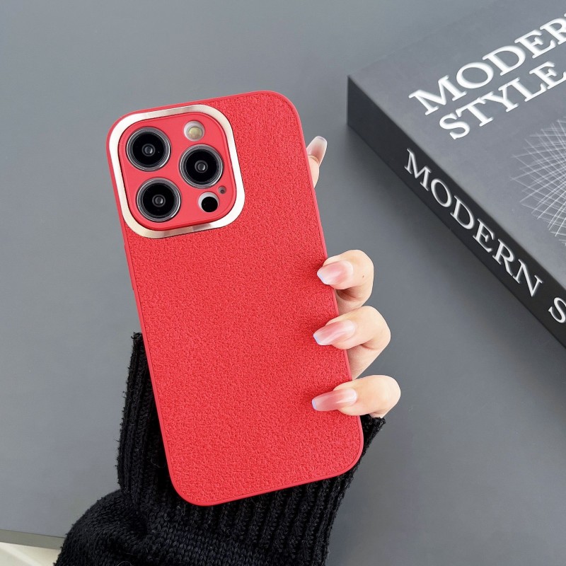 Niche Solid Color Leather Shockproof Phone Case