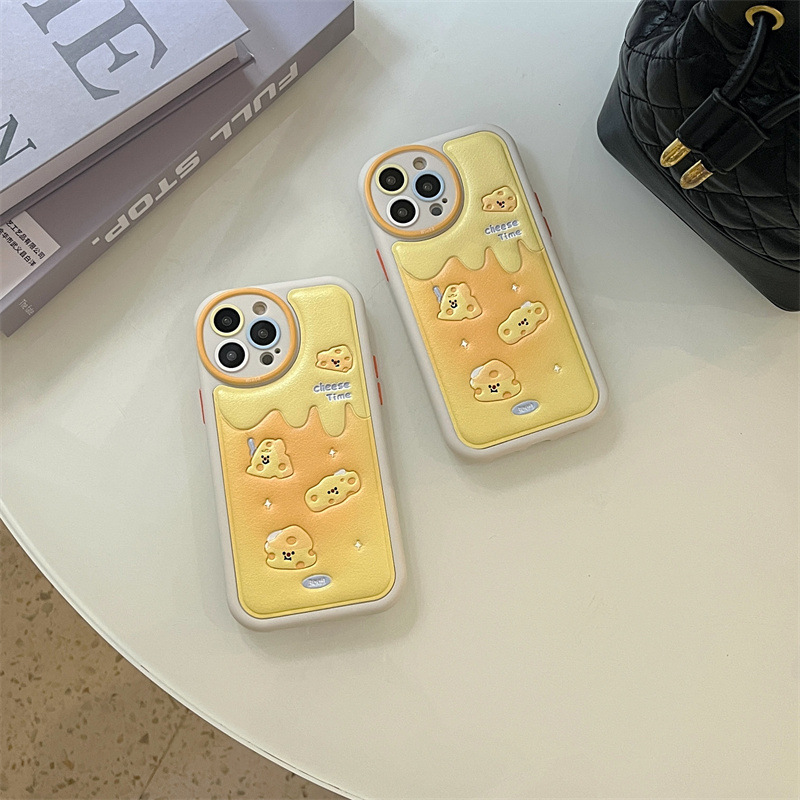 Cartoon Leather Embossed Cheese Toy Phone Case