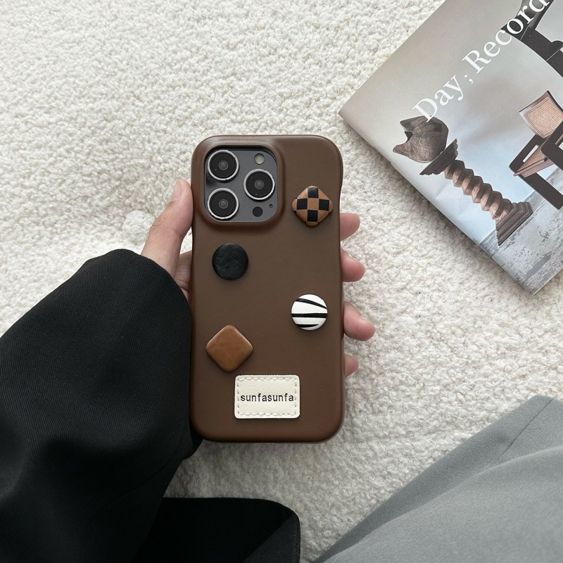 Niche Khaki Leather Phone Case