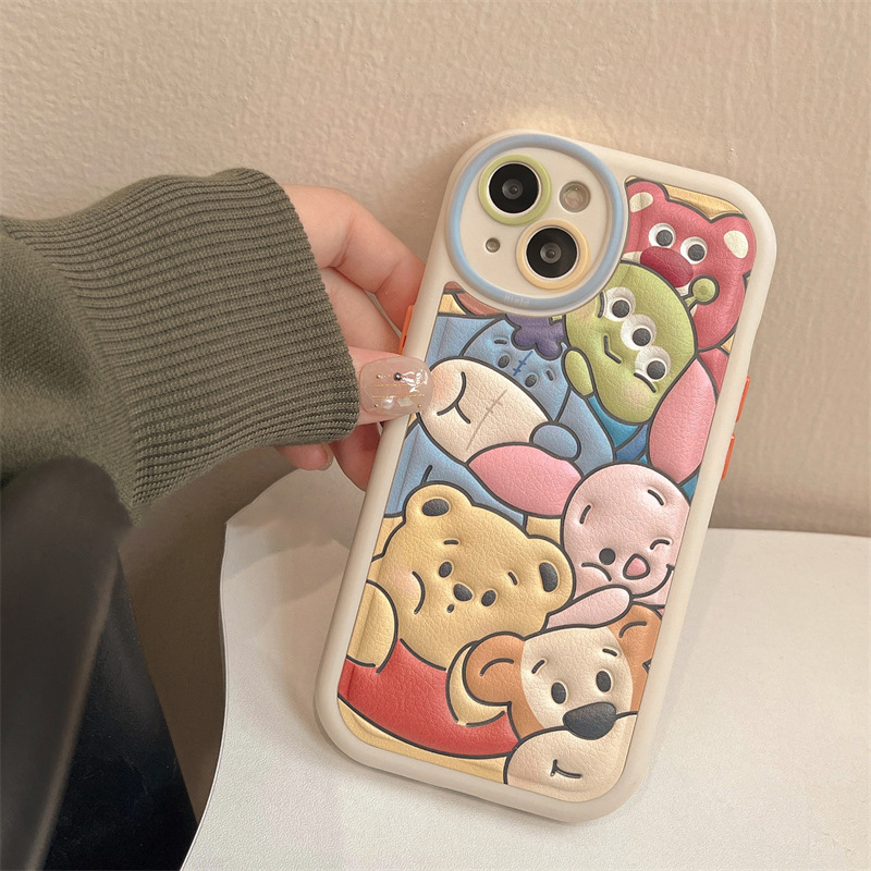 Cartoon Leather Phone Case with Shockproof Protection