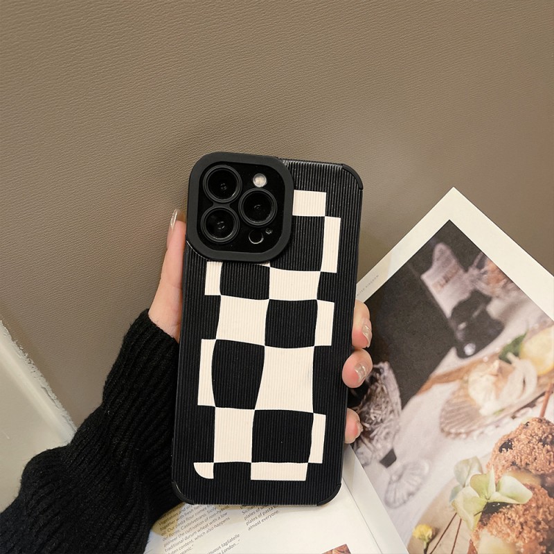 Minimalist Plaid Leather Phone Case