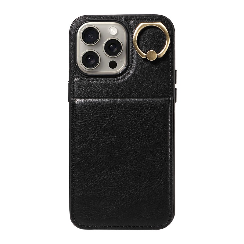 Leather Card Slot Bracket Ring Magnetic Adsorption Protective Case