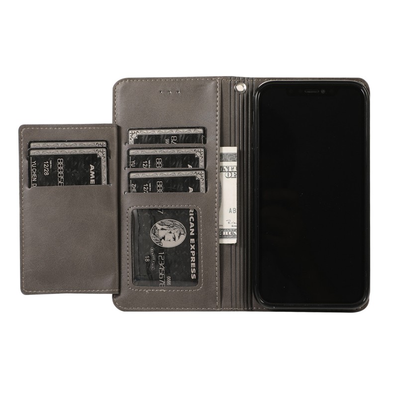 iPhone Small Cowhide Texture Zipper Phone Protective Leather Case