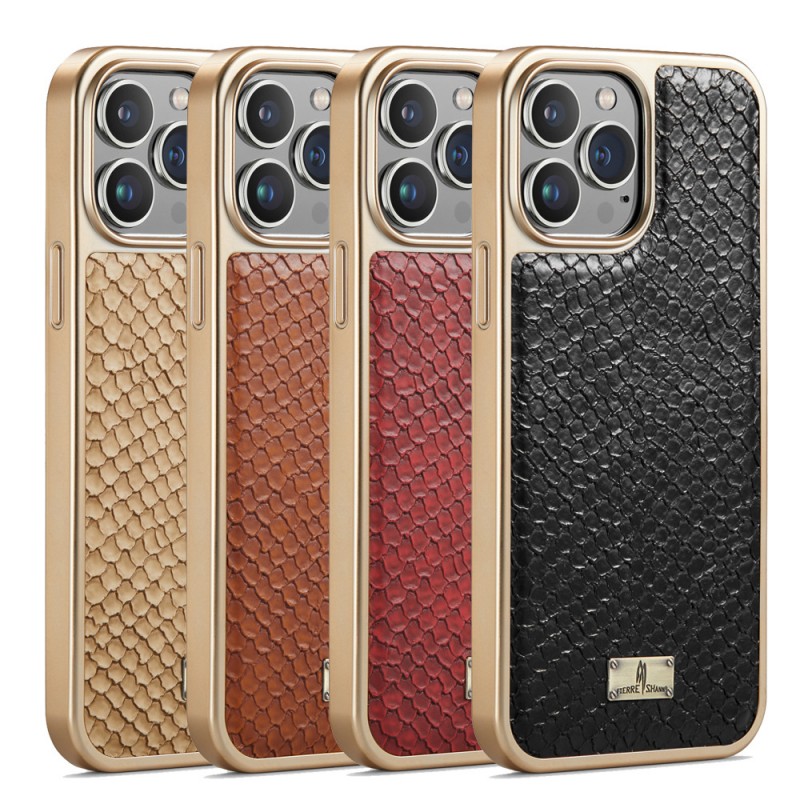 High-end Business Full-cover Electroplated Snake Skin Texture LeatheriPhone Cases