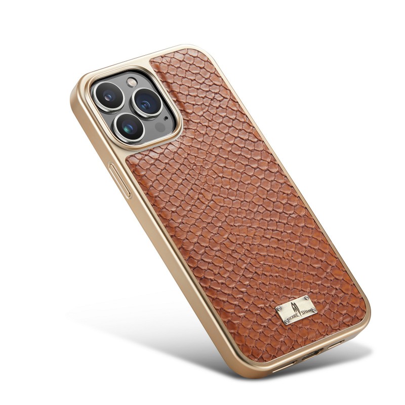 High-end Business Full-cover Electroplated Snake Skin Texture LeatheriPhone Cases