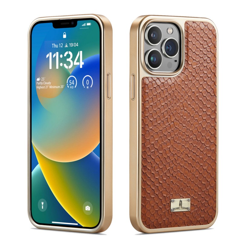 High-end Business Full-cover Electroplated Snake Skin Texture LeatheriPhone Cases