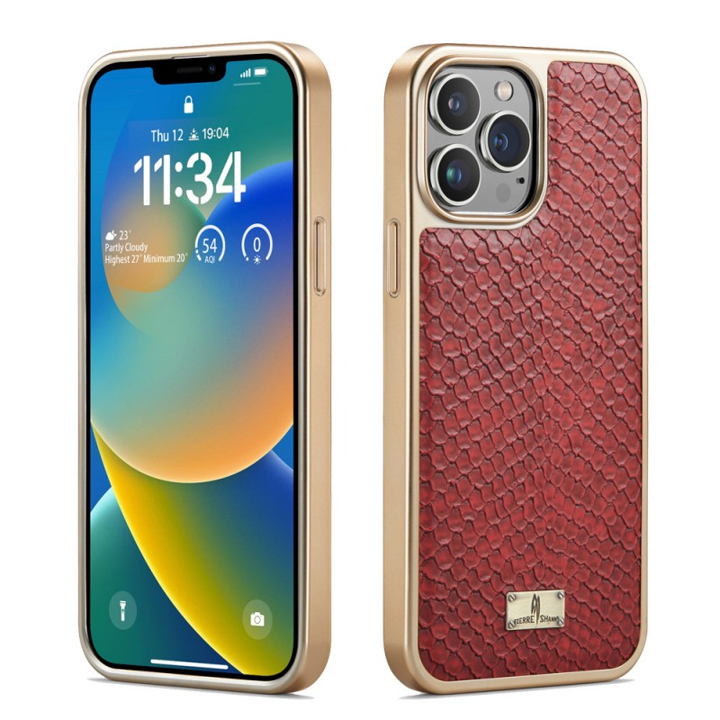 High-end Business Full-cover Electroplated Snake Skin Texture LeatheriPhone Cases