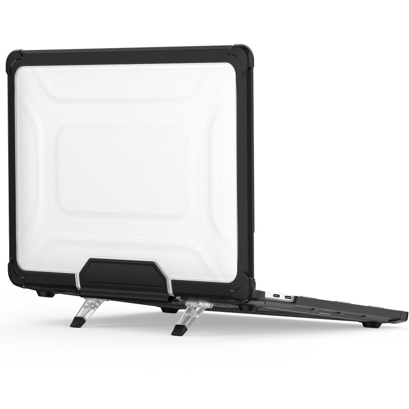 Transparent Frosted Heat-dissipating Protective Case with Anti-fall Stand for Apple MacBook